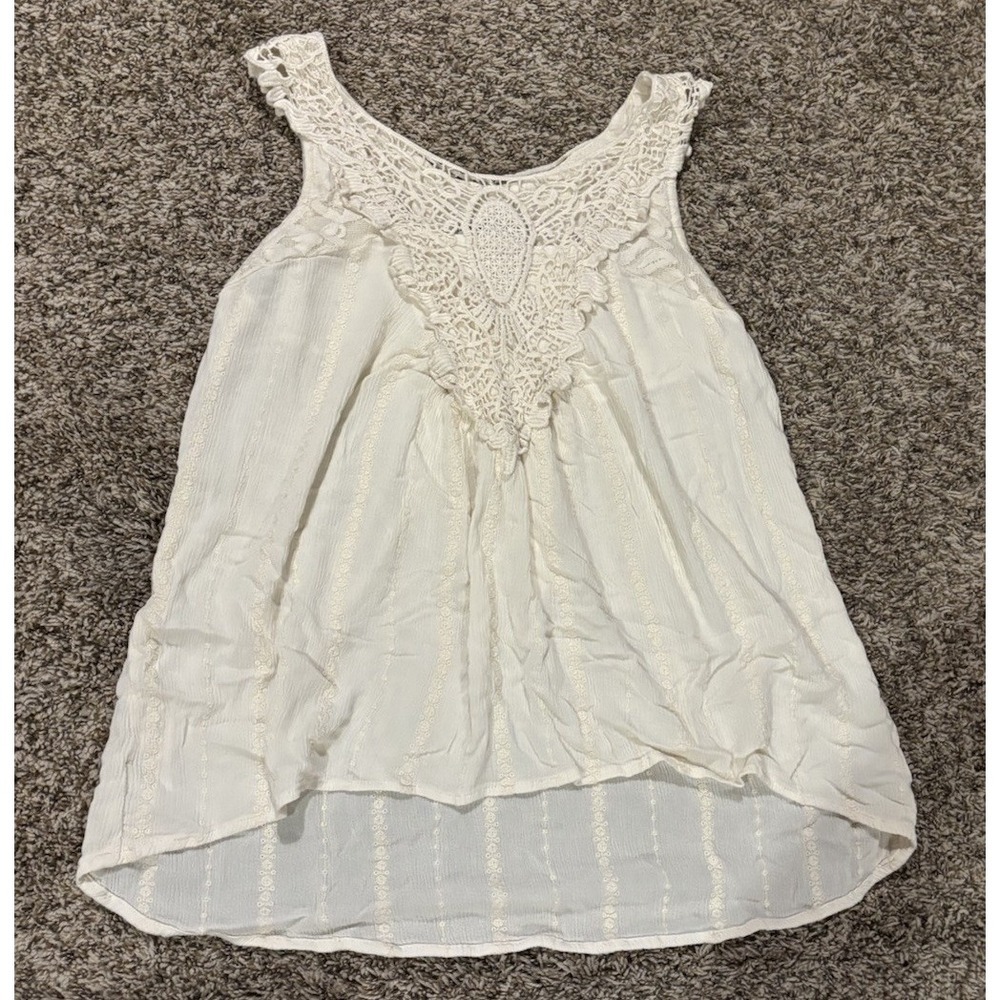 Knox Rose Bohemian Crochet Lace Tank Top Off White Women’s Size M